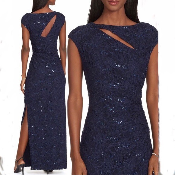 🆕 Gorgeous Navy Sequined Gown - Picture 2 of 14